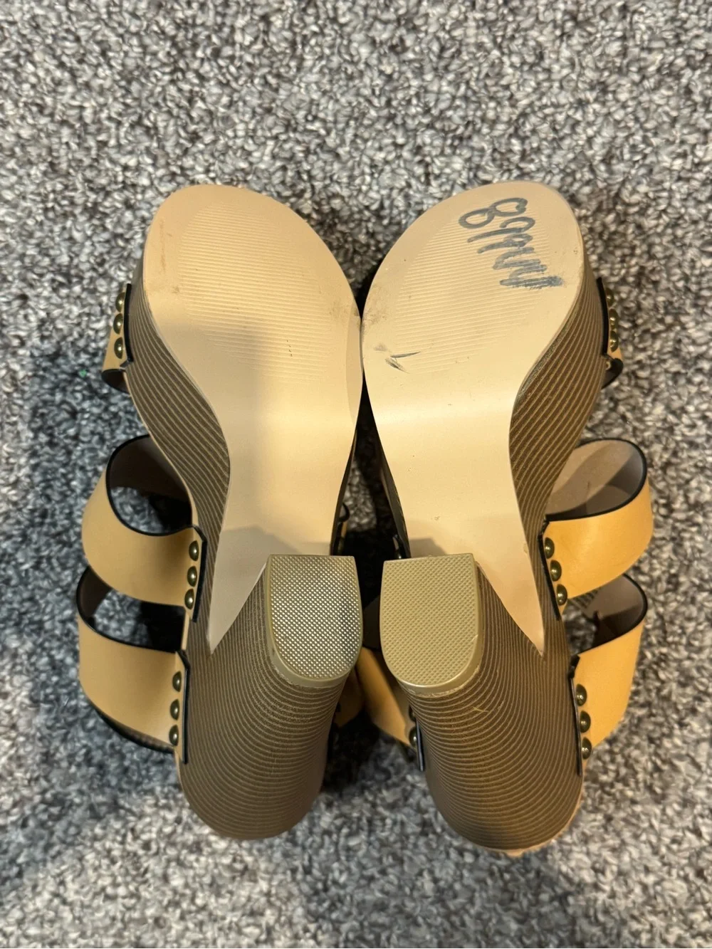 Women's JustFab Tan Platform Strappy Heels